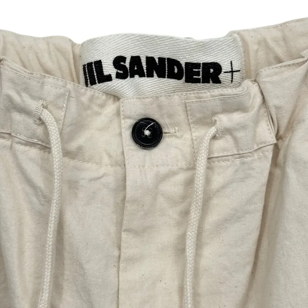 Jil Sander Cargo Pants 100% Cotton Women's IT 40 US 8 Cream Travel Quiet Luxury